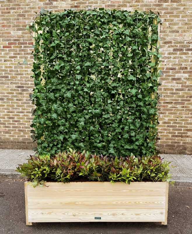 Wooden Larch Trough for Green Screens with posts (135L X 60D X 50H  cm)